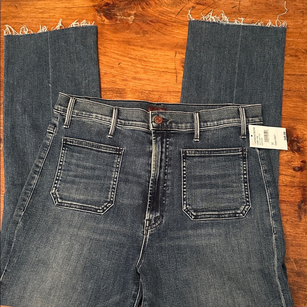 Mother hustler patch pocket ankle fray NWT size 32
